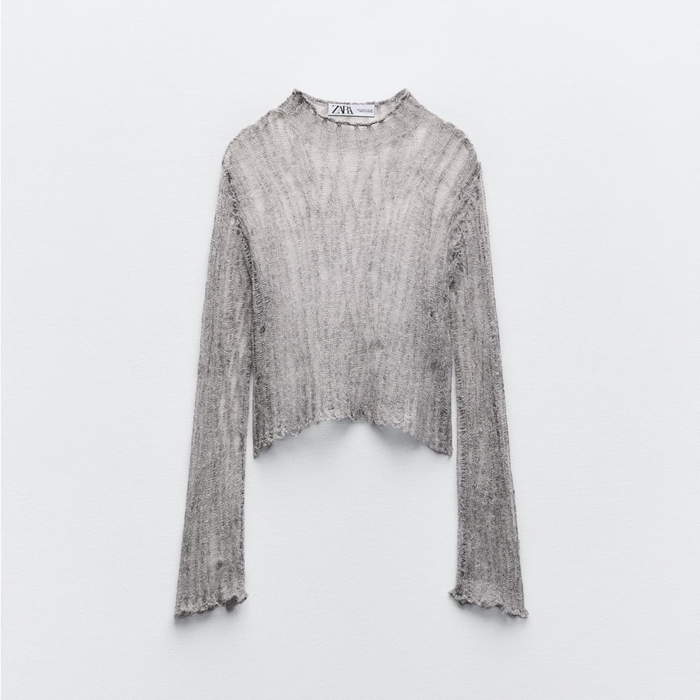 Zara Grey Open Knit Sweater